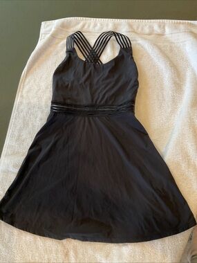 Black Striped-Strap Mini Dress - Sleek A-Line Style